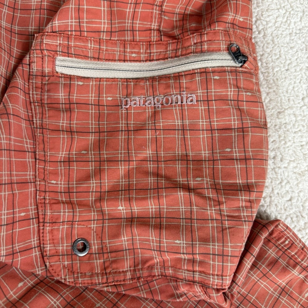 Patagonia Marlwalker‎ Boardshorts 10" Ins 82120 Orange Plaid Mens Size 36 - Picture 14 of 14